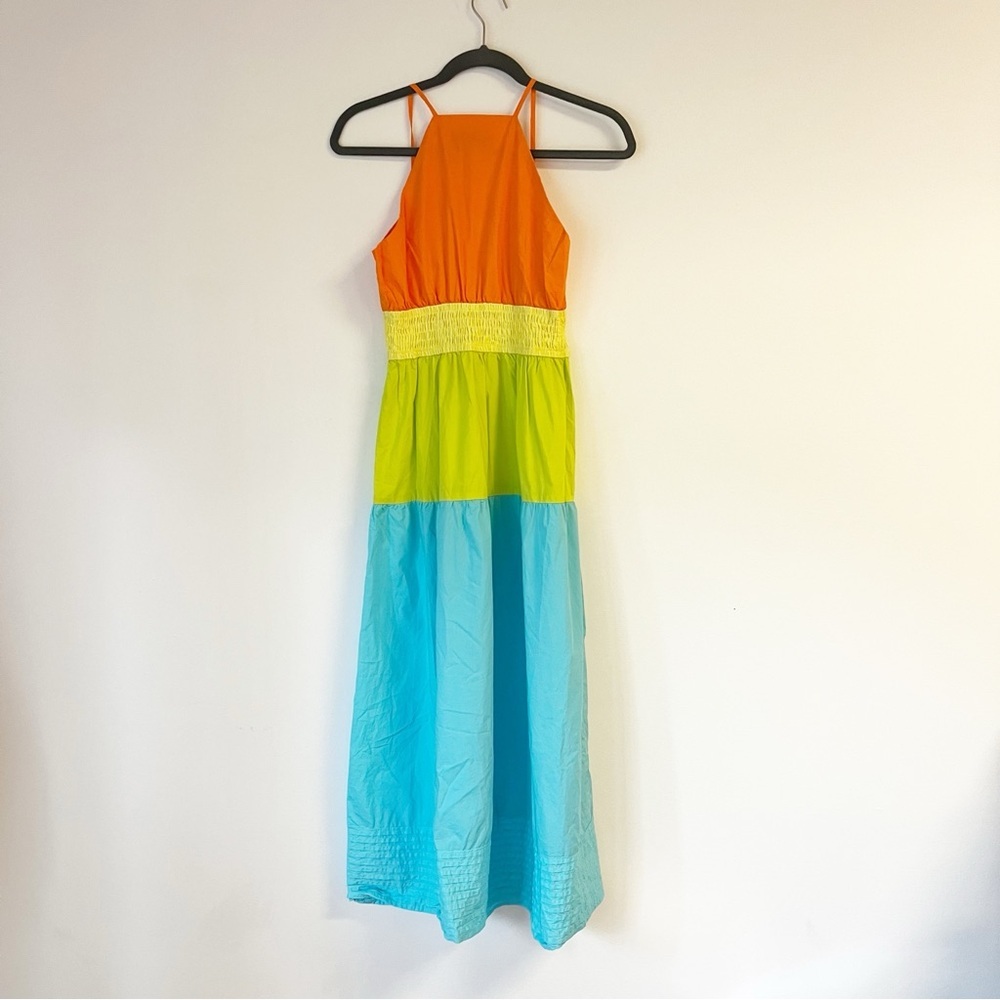 ADELYN RAE Colorblock Poplin Midi Dress Size Medium - Picture 4 of 6